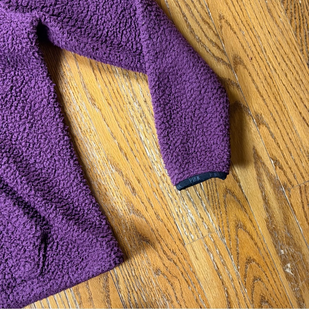 Victoria's Secret PINK Sweatshirt Womens XS Purple Sherpa 1/4 Zip Pullover - Picture 4 of 11